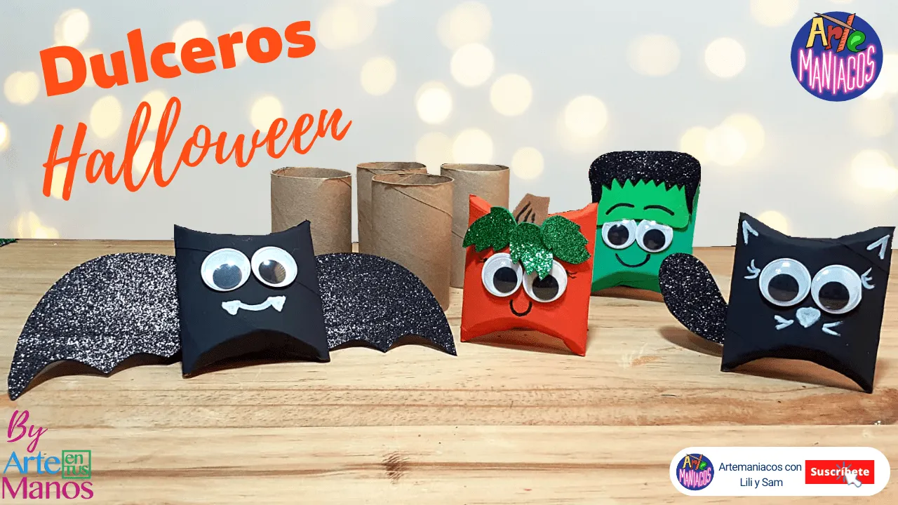 Dulceros para Halloween, Gato, Murciélago, Frankenstein y Calabaza con Arte  en Tus Manos - Arte en Tus Manos con Lili y Sam