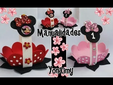 DULCEROS DE MINNIE MOUSE EN FORMA DE CANASTITA . - YouTube ...