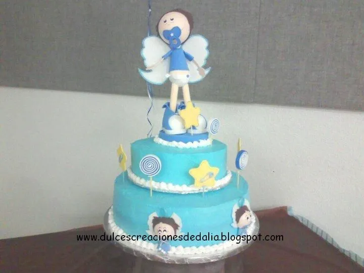 Dulces Creaciones: Pastel de Baby Shower decorado con Fofucho Angelito