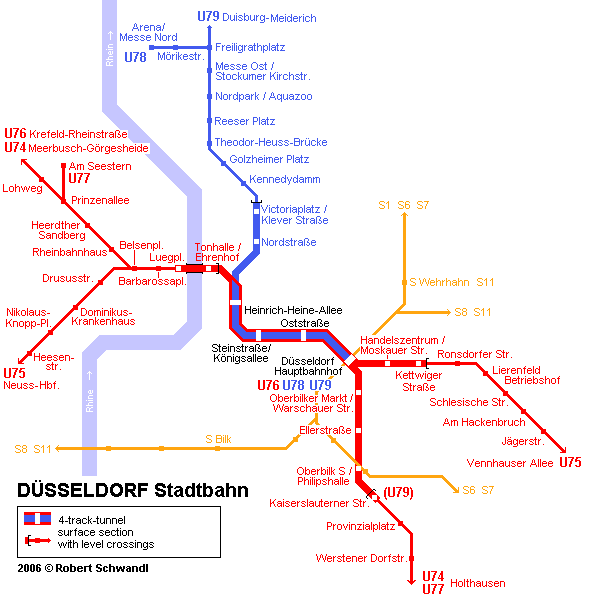 Dusseldorf - mapa del metro | Mapa detallado de la metropolitana ...