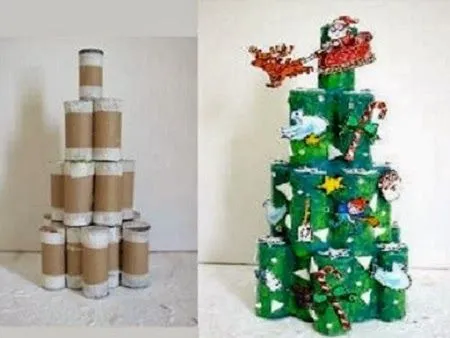 EcoNotas.com: Arboles de Navidad con Tubos de Papel Higiénico