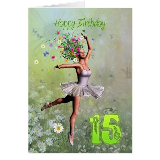 Edad 15, tarjeta de cumpleaños de hadas de la flor | Zazzle