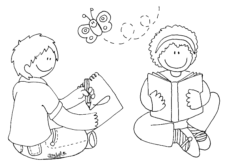 Dibujo deniño leyendo - Imagui