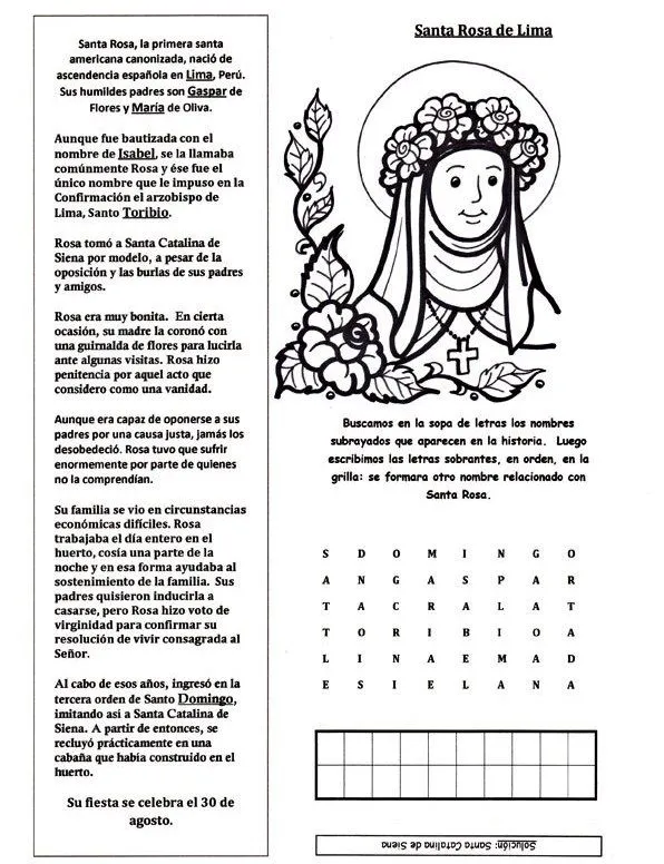 EDUCACIÓN RELIGIOSA: RECURSOS: SANTA ROSA DE LIMA