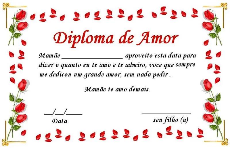 EDUCANDO COM AMOR 2013: modelos de diplomas para o dia das mães