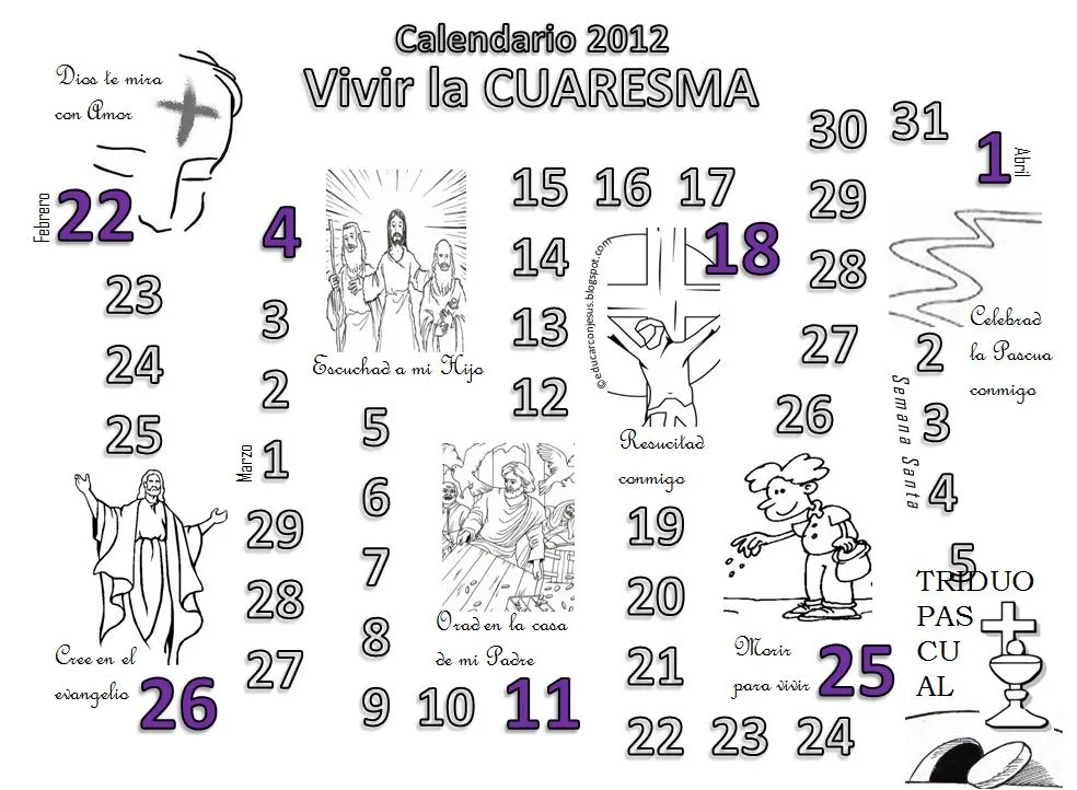 Educar con Jesús: Calendarios para la Cuaresma 2012