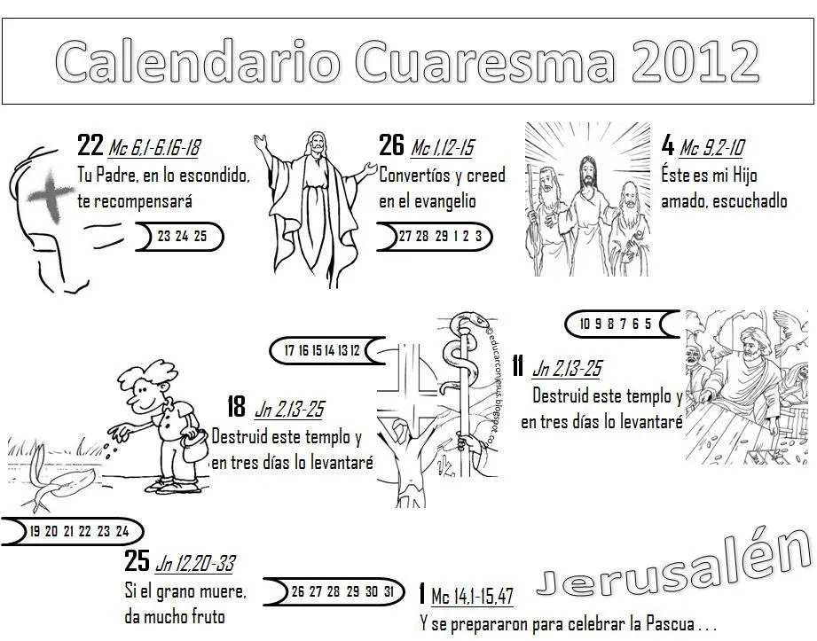 Educar con Jesús: Calendarios para la Cuaresma 2012