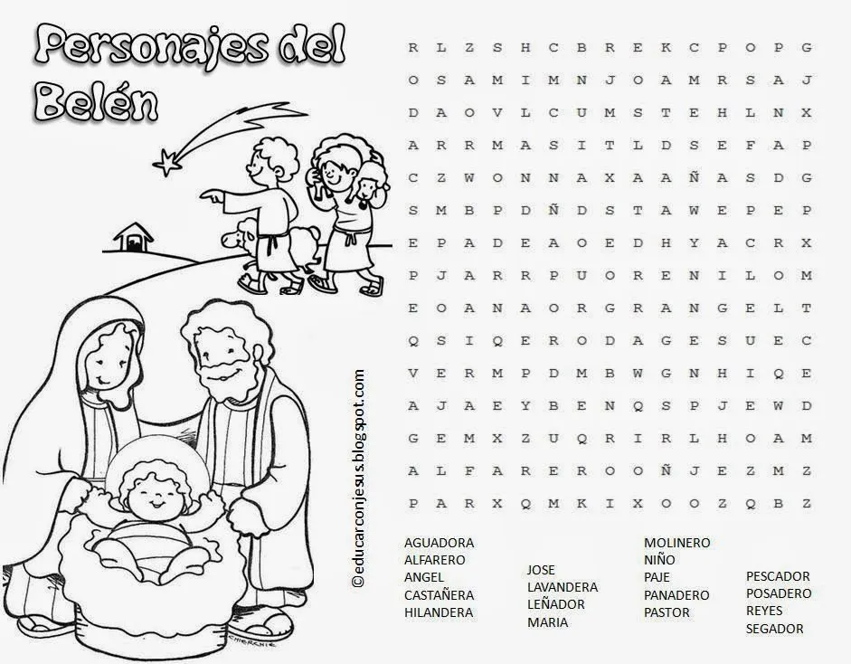 Educar con Jesús: Los personales del belén (sopa de letras)