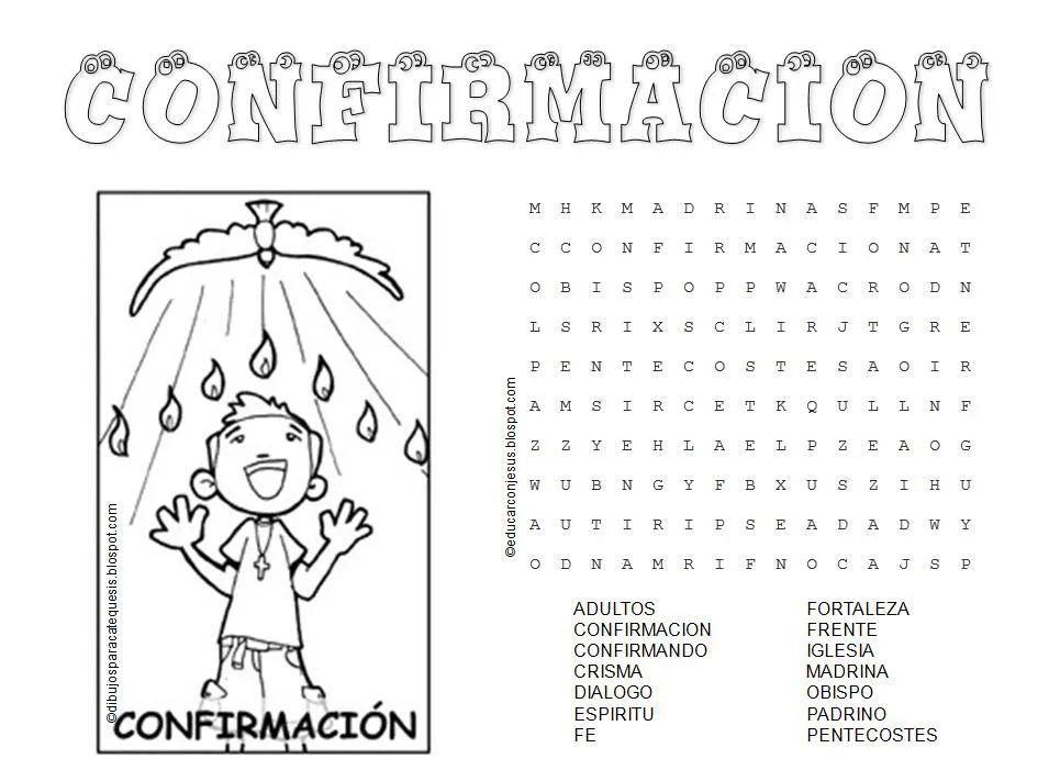 Educar con Jesús: Sacramentos de Iniciación. Sopa de letras