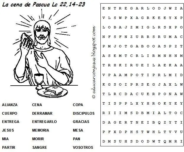 Educar con Jesús: Sopa de letras Semana Santa 2. Cena de Pascua