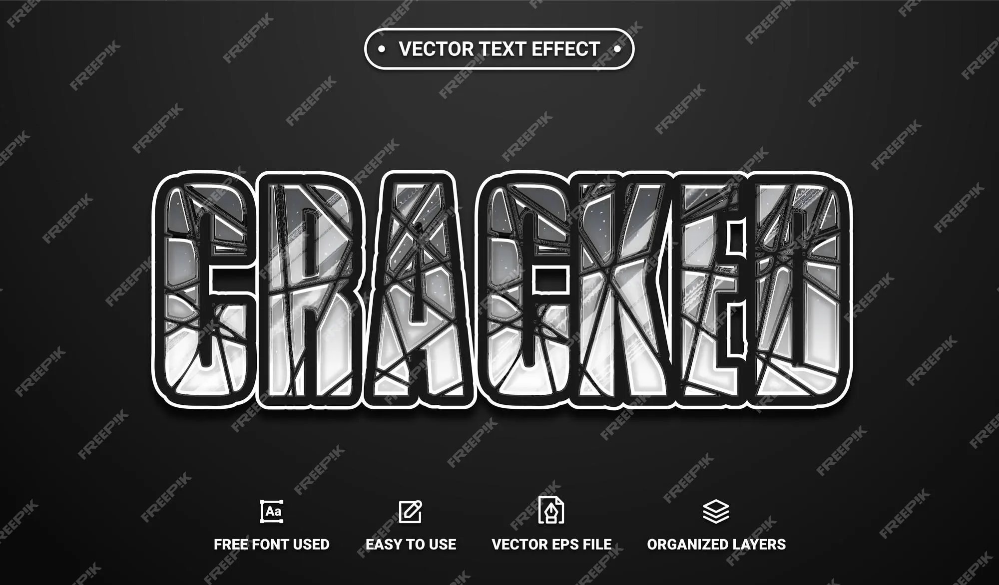 Efecto de texto vectorial editable agrietado | Vector Premium