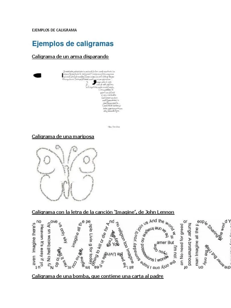 Ejemplos de Caligrama | PDF