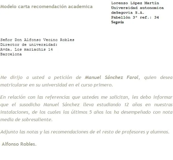 Ejemplos de cartas de recomendación | iEjemplos.com