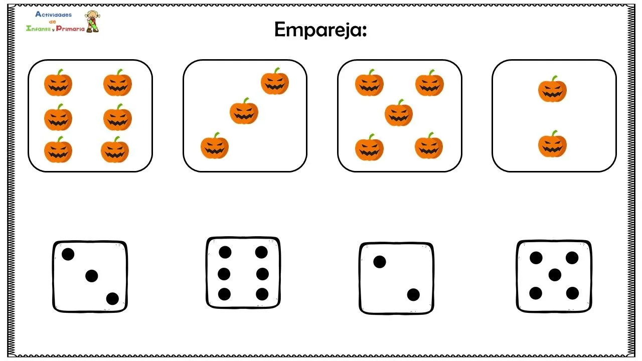 Ejercicio de conteo y atención con dados, especial Halloween