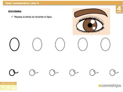 Ejercicio de escritura. Repasa la letra O