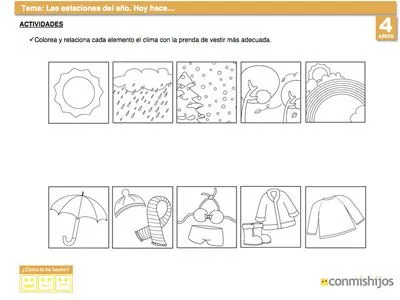 Ejercicio sobre las estaciones del año. Qué tiempo hace