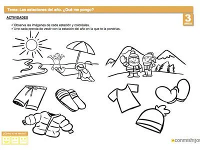 Ejercicio sobre las estaciones. Qué me pongo en cada temporada