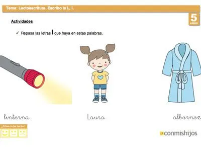 Ejercicio para practicar la escritura de la letra L