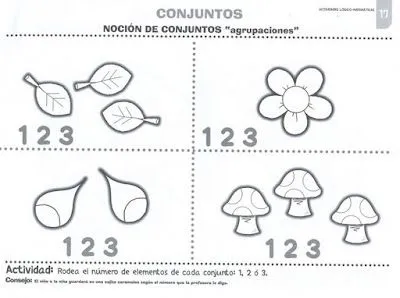 Ejercicios de conjuntos para niños - Imagui