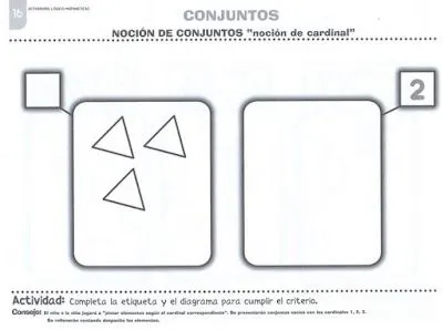 Ejercicios de conjuntos para niños - Imagui