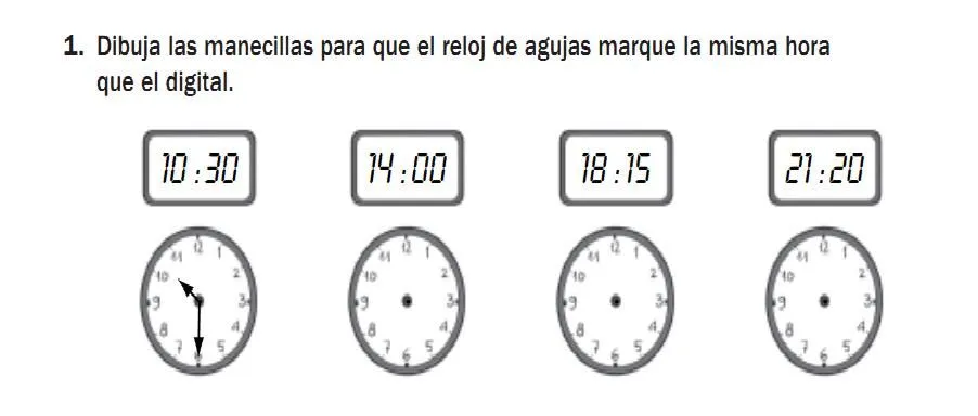 Ejercicios sobre las horas - Imagui