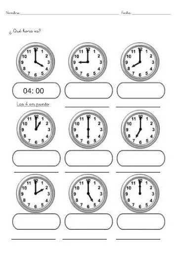 APRENDE A LEER EL RELOJ. EJERCICIOS PARA APRENDER A DECIR LA HORA