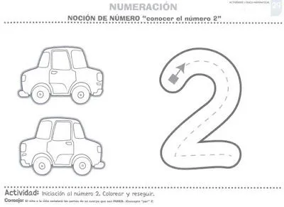 EJERCICIOS MATEMÁTICAS. NUMERACIÓN. CONOCER EL NÚMERO 2 : FICHAS ...