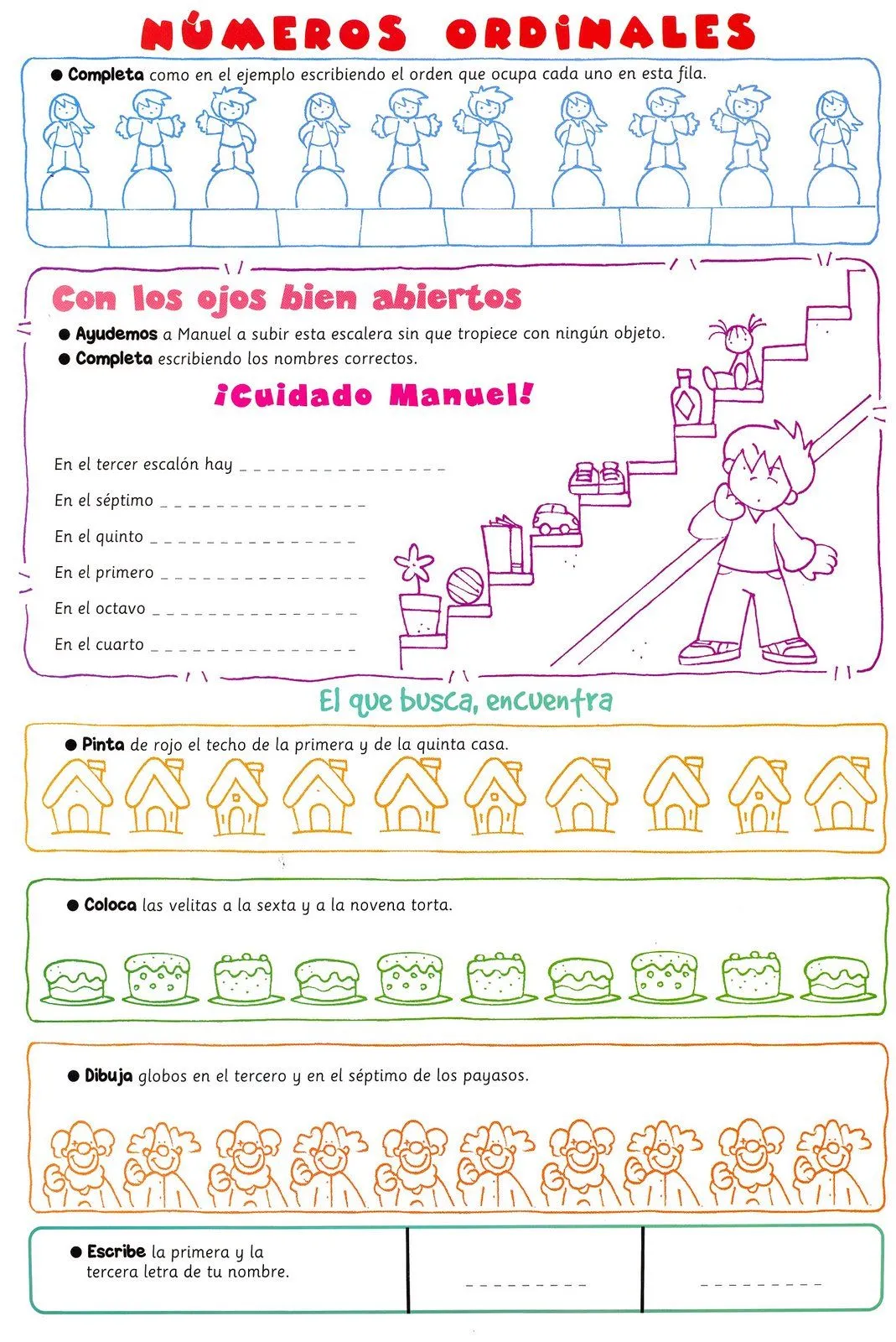 Ejercicios de matemáticas: números ordinales y problemas. | Blog ...