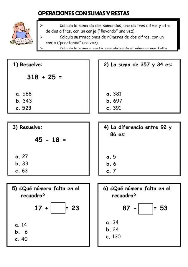 EJERCICIOS MATEMATICOS PARA 2° GRADO