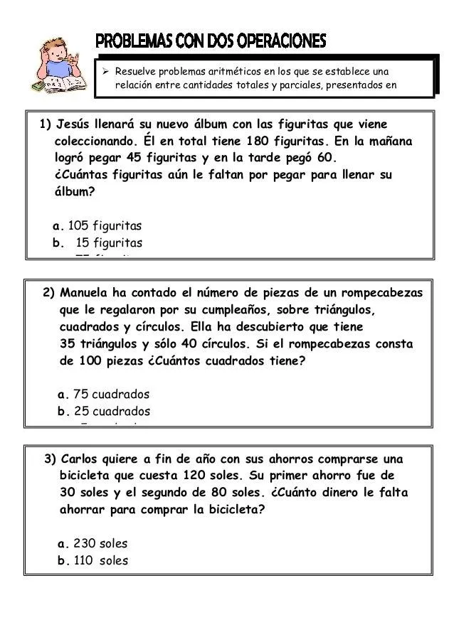 EJERCICIOS MATEMATICOS PARA 2° GRADO