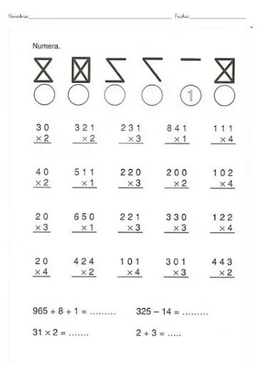 EJERCICIOS MULTIPLICACION POR UNA CIFRA