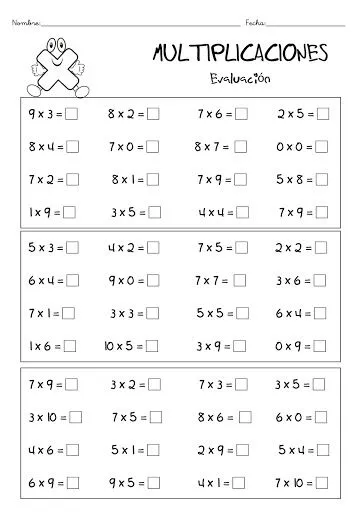 EJERCICIOS MULTIPLICACION POR UNA CIFRA