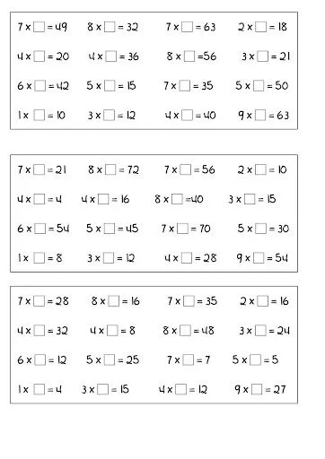 EJERCICIOS MULTIPLICACION POR UNA CIFRA