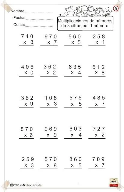 Fichas de multiplicar por una cifra para imprimir - Imagui