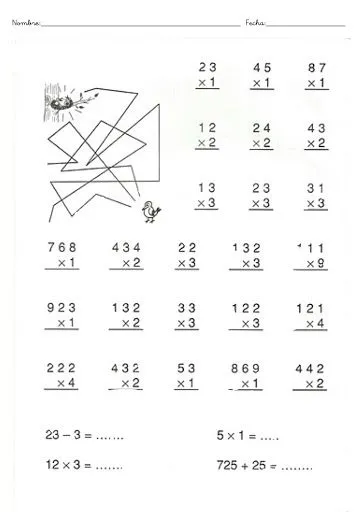 EJERCICIOS MULTIPLICACION POR UNA CIFRA | infantil 2.0