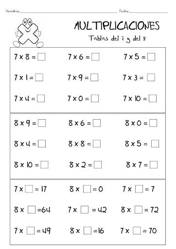 EJERCICIOS DE MULTIPLICACIONES