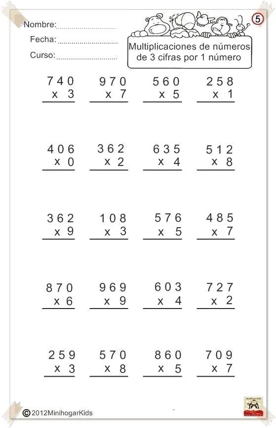 Ejercicios De Multiplicaciones Para Niños Primaria Imprimir Pictures