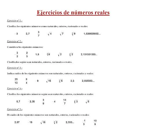 Ejercicios de números reales | Clases de inglés en Granollers