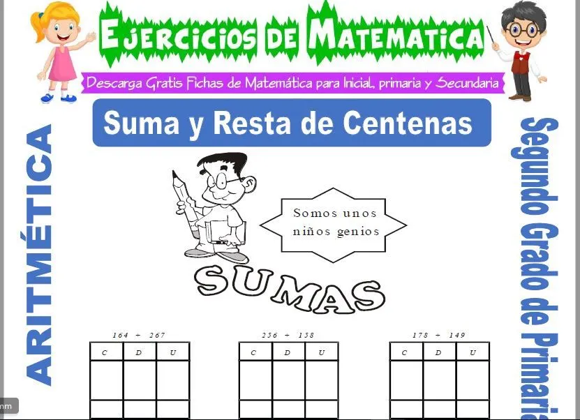 Ejercicios de Suma y Resta de Centenas para Segundo de Primaria