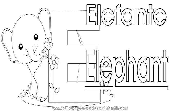 Elefante Alfabeto Ingles Español para colorear - Elephant ...