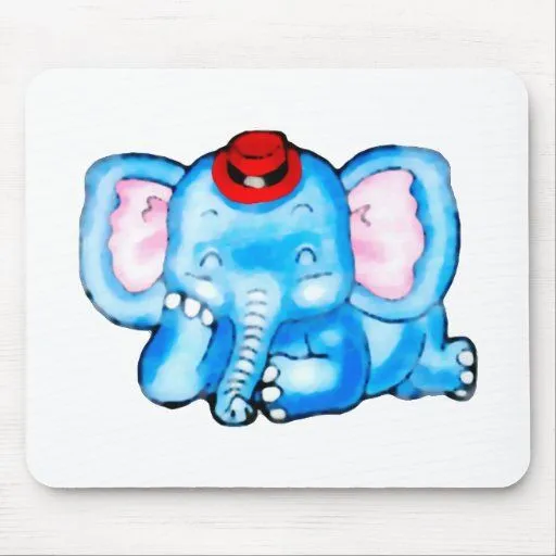 Elefante azul con el dibujo animado de Red Hat Tapete De Ratón ...