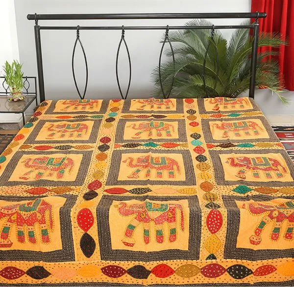 elefante colchas hechas a mano patchwork hoja de cama-Colchas ...