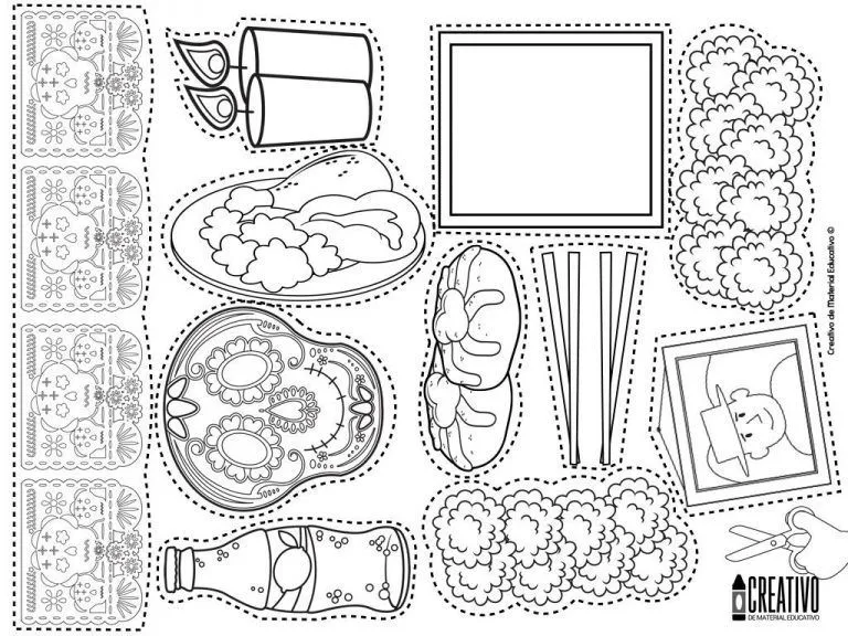 Elementos del altar u ofrenda de muertos | Educación Primaria | Altar de  muertos dibujo, Arte elemental, Actividades día de muertos