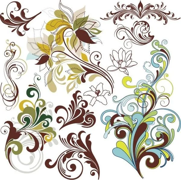 Elementos de diseño Vintage Floral Vector floral - vectores gratis ...