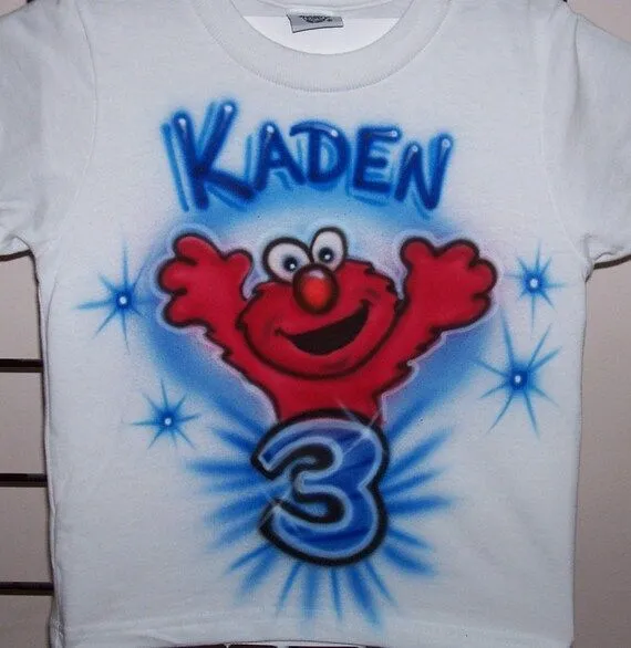 Elmo Birthday t shirt Airbrushed personalized by tonysairbrush