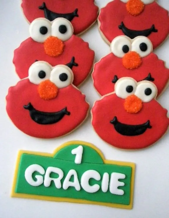 Elmo Cookie Monster Sesame Street Plaza Sesamo cookie by FunFavors