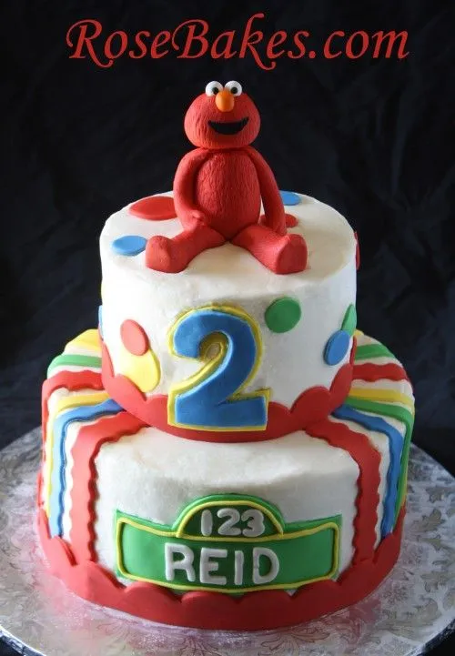 Elmo Rainbow Chevron Cake - Rose Bakes