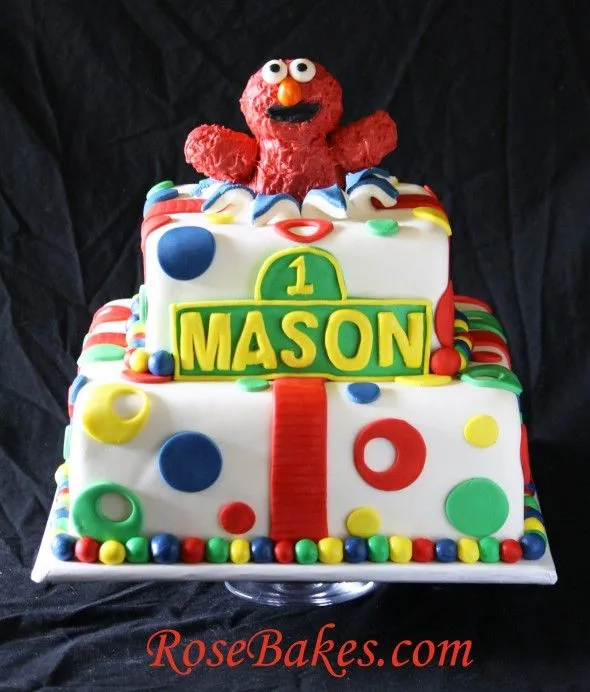 Elmo Rainbow Chevron Cake - Rose Bakes