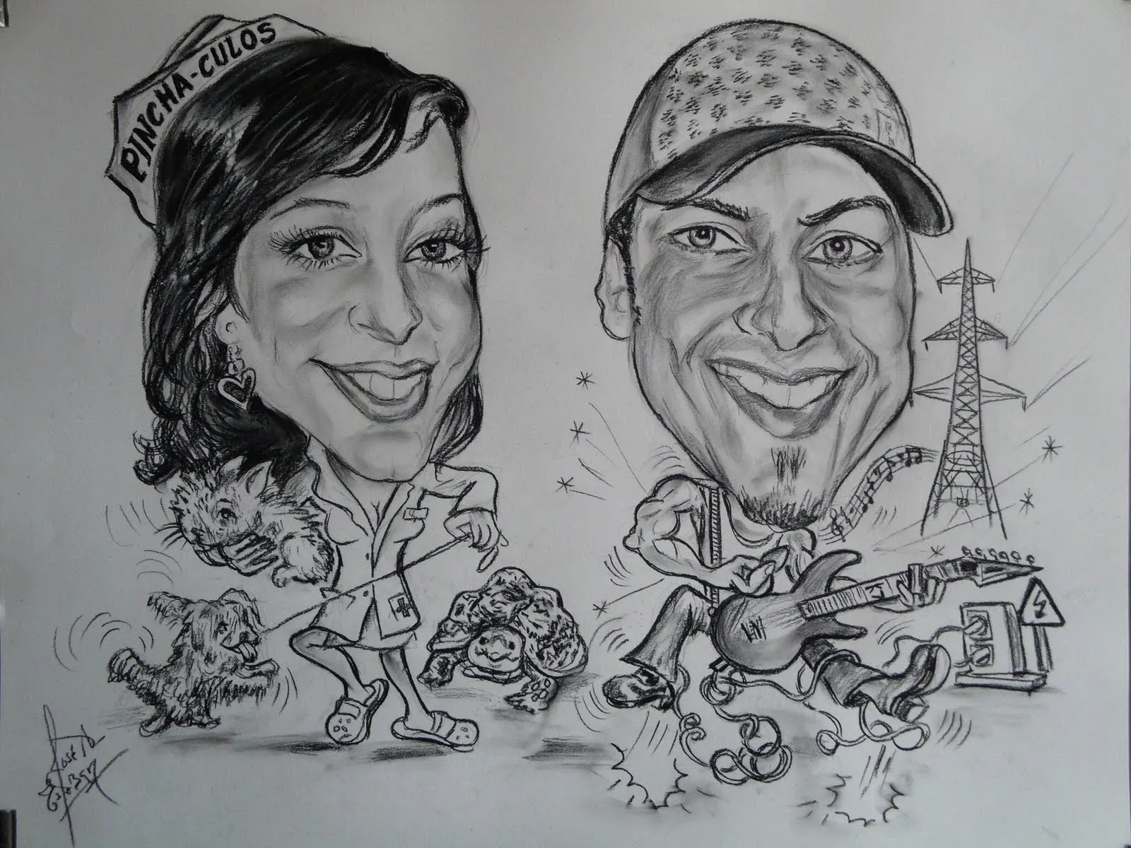 EMANANDO CARICATURAS EN 2011: CARICATURA PARA TARJETA BODA