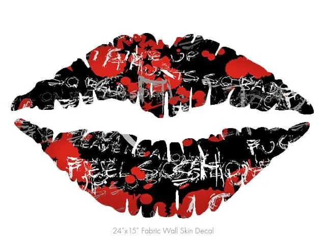 Emo Graffiti - Kissing Lips Fabric Wall Skin Decal measures 24x15 ...